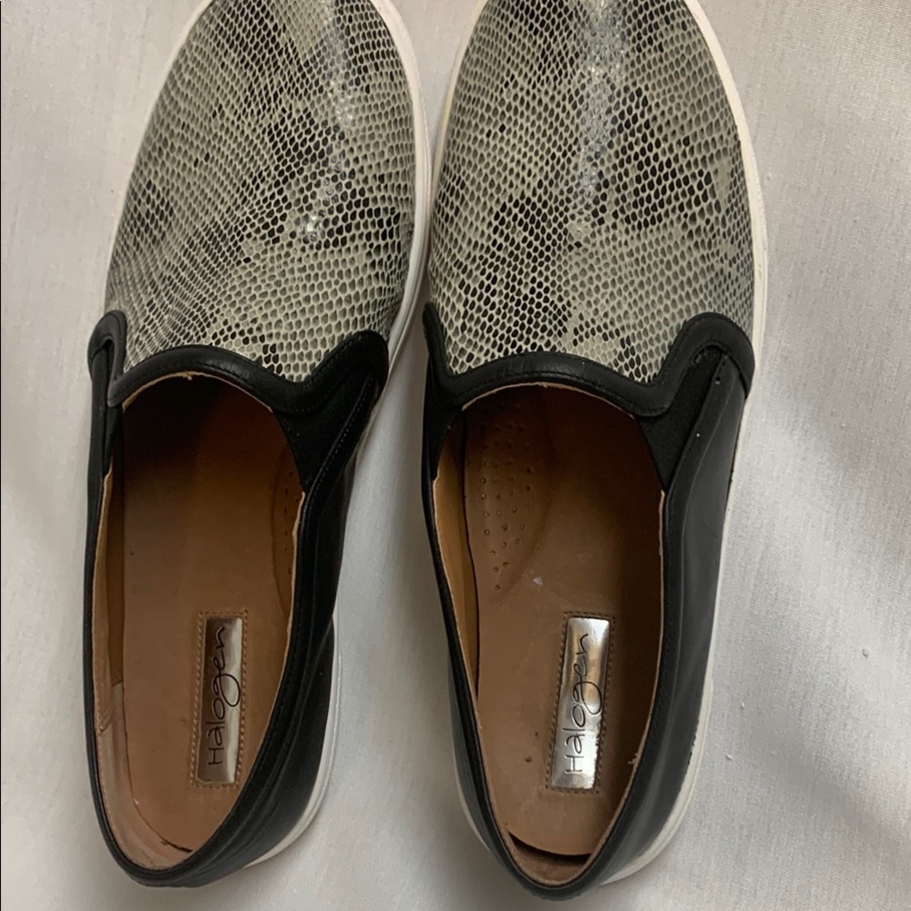 Halogen Black and Cream Snakeskin Sneakers